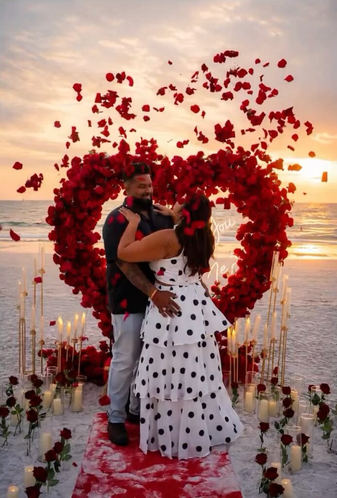 Couple during a proposal photographed by Sarlen Studios